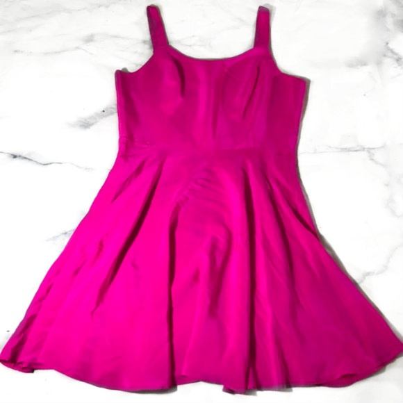 hot pink silk mini dress
